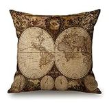 World Map Square Throw Pillow Cover Old World Map Drawn in 1720s Nostalgic Style Art Historical Atlas Vintage Design Decorative Pillow Case Home Decor 18x18 Inches Pillowcase