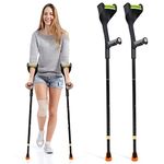 ELorgzem Forearm Crutches, Adjustable Crutches for Adults, Lightweight Crutches for Adults with Cuffs,Suitable for Adults with Leg Injury, Black (Pair)