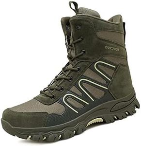 IYVW A07 Stivaletti Uomo Ragazzo Scarpe Antinfortunistica Scarponcini Trekking Da Lavoro Polacchine Tattici verde 42 EU