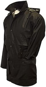 Walker & Hawkes - Mens Unpadded Wax Jacket Countrywear Hunting Waxed Coat - Black - Medium