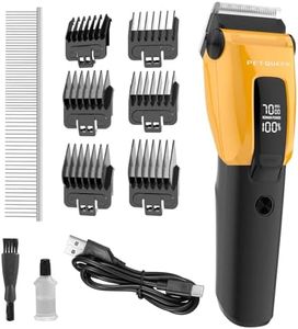 PetQueen Dog Clipper Heavy Duty Electric Cordless Professional Dog Grooming Clippers Kit,3-Speed Rechargeable Low Noise Pet Trimmer for Cats Dogs Thick Coats,Precision Steel Blade Dog Shaver,Yellow