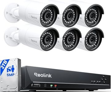 REOLINK 8CH 5MP Home Security Camera System, 6pcs Wired Outdoor PoE IP Cameras with Person/Vehicle/Pet Detection, 4K/8MP 8CH NVR with 2TB HDD for 24-7 Recording, RLK8-410B6-5MP