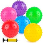 LOVEINUSA 6PCS Bounce Balls, Sensory Balls Knobby Party Balls Massage Balls with Air Pump for Babies Toddlers Outdoor and Indoor Favors, 4.72"