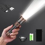 SKYFIRE Rechargeable Flashlights High Lumens with Ignition Lens,4000 Mini Pocket Bright Tactical Torch with 6 Modes Waterproof Zoomable Small Flash Light for Camping Essentials Outdoor Home Emergency