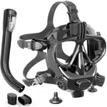 Full Face Snorkeling Mask Adult Diving Mask 180° Panoramic View with Camera Mount,Equipped with The Latest Dry-top System Smooth Breathing,Anti-Fog,Anti-Leakage,Easy-to-wear Adjustable Shoulder Strap