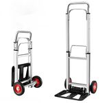 Folding Hand Truck Aluminium,Heavy Duty Hand Truck Foldable Trolley on Wheels,Multi Purpose Sack Truck Moving Trolley (90 kg maximum)