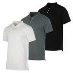 Real Essentials 3 Pack: Men's Jersey Cotton Short Sleeve Polo Shirt - Breathable Performance Polo (Available in Big & Tall), Set H, X-Large