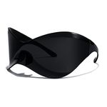 FEISEDY Oversized Shield Futuristic Sunglasses for Women Men Alien Fashion Y2K Wrap Around Visor Sun Glasses Shades B9101