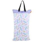 Wet Dry Cloth Diaper Bag, Large Hanging Waterproof Baby Inserts Nappy Laundry Storage Bag with Double Zippered Pockets(EF203)