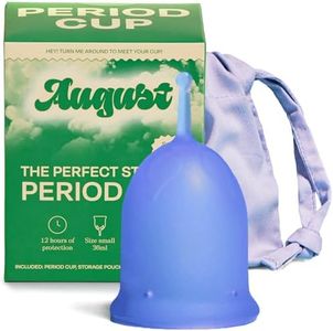 August Period Cup for Women - 36 mL Capacity, 8-12h Protection, Flexible, Soft Silicone Menstrual Cups with Cotton-Sateen Pouch, Reusable and Beginner-Friendly with Easy Step-by-Step Guide
