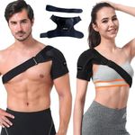 BODVITALS Shoulder Support Brace | Compression Shoulder Brace with Pressure Pad for Men, Women | Adjustable Fit Shoulder Sleeve Wrap | Stabilizer Brace for Support, Right/left (Black)