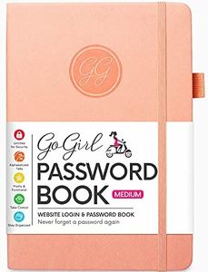 GoGirl Password Book with Alphabetical tabs – Internet Address & Password Keeper Logbook for Password Organization, Journal Notebook for Saving Website Logins. Medium Size 5.3″ x 7.7″, Peach Pink
