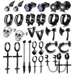 15 Pairs Earrings for Men, Fashion Earrings Kit for Men and Women Made of Stainless Steel Variety of Styles Such as Hoops, Studs, Cross Earrings Fashion Huggie for Party Birthday Prom Christmas,