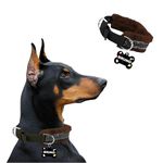 Customized Dog Neck Belt Collar with Name ID Tag, Soft Fur Padded Dog Collar (Medium, Black-Brown) (Recommended for 15-25KG Pet)