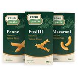 ZENB 100% Yellow Pea Pasta Macaroni, Penne and Fusilli - Vegan and Gluten Free Pasta - 21 g Protein Per 100g (3 Pack)