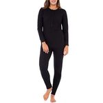 Fruit of the Loom Women's Micro Waffle Premium Thermal Union Suit Pajama Bottom, Black, M-L