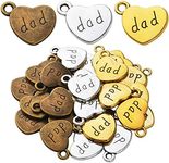 BronaGrand 30pcs Dad Charms Heart Love Shaped Pendant Charms Alloy Heart Bead Charms for Father's Day as DIY Bracelet Necklace Jewelry Making Findings Accessory, 3 Colors