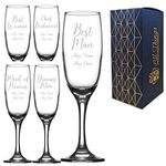 Personalised Engraved Wedding Champagne Glass Wedding Guest, Best Man, Best Woman, Grooms Man, Maid of Honour, Chief Bridesmaid, Imperial Flute 7.5oz/221ml, Handwritten Font