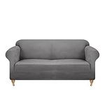 viceroy bedding VELVET STRETCH Thick Sofa Covers 1/2/3/4 Seater Sofa Furniture Protector EASY FIT ELASTIC Jacquard Fabric Couch Settee Slipcover BONUS SIDE STORAGE POCKET (Grey, 4 Seater)