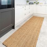 Long Sustainable Sisal Non Shed Natural Straw Texture Woven Jute Rug Nautical Countryside Theme Living Room Kitchen Hallway Dining Room Runner Rug 70cm x 240cm