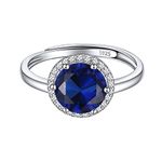 September Birthstone Rings for Women Birthday Wedding Jewelry 925 Sterling Silver Simulated Sapphire Ring Adjustable