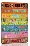 Funny Deck Rules Metal Sign Retro Deck Sign for Farmhouse Home Bar Porch Patio Deck Art Wall Decoration 8x12 Inch