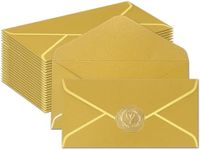 20 Pcs Invitation Envelopes,Gold Envelopes,Cash Envelopes,With Gold Stickers For Teacher's Day, Invitation，Greeting Cards，Letter Mailing(8.66 X 4.33 Inches)