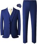 Mgnaie Mens Slim Fit Suit 3-Piece Two-Button Blazer Dress Business Wedding Party Jacket Vest & Pant, Royal Blue, Medium