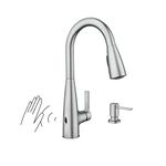 Moen Haelyn Spot Resist Stainless Touchless Single-Handle Pull-Down Sprayer Kitchen Faucet with Soap Dispenser, Features Power Clean for a Faster Wash, 87627EWSRS