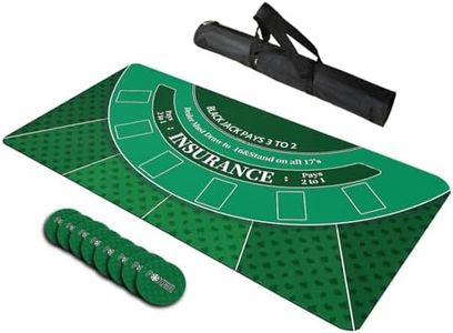 LENGAMPLAY Poker Mat, 8-10 Players Texas Holder Poker Table Top - 70" x 35" Poker Topper for Tables - Poker Game Mat with 8 Coasters in Gift-Ready and Zipper Storage Bag (Green2, 70x 35inch)