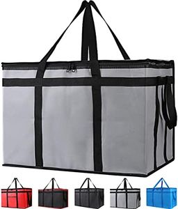 Bodaon Insulated Food Delivery Bag for Hot and Cold Meal, XXX-Large Grocery Tote Insulation Bag for Catering, Pizza Warmer, Grey, 1-Pack