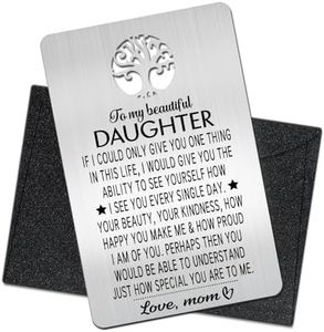 Mhfpl To My Daughter Wallet Card, Engraved Metal Wallet Insert Card Love Note from Mom, Inspirational Quote Card for Daughter, Encouragement Birthday Gifts Graduation Wedding Christmas Gifts
