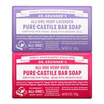 Dr. Bronnerââ‚¬â„¢s - Pure-Castile Bar Soap (2-Pack Bundle, Rose & Lavender) - Made with Organic Oils, For Face, Body and Hair, Gentle and Moisturizing, Biodegradable, Vegan, Cruelty-free, Non-GMO