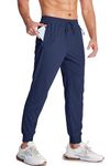 MAGCOMSEN Mens Hiking Pants Lightweight Quick Dry with Zipper Pockets Tapered Sweatpants for Men Workout Pants Navy 34