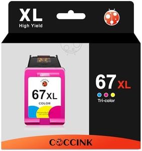 COCCINK 67XL Color High-Yield Ink Cartridge Replacement for HP 67 XL for DeskJet 2800e 2855e 2842e 2852e 1255 Envy 6034e 6058 6458 6475 6055e 6452e Printer for HP67XL HP 67XL Tri-Color