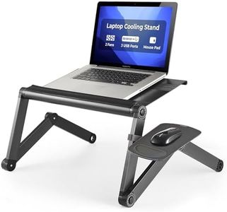 WorkEZ Cooling Adjustable Laptop Stand for Desk w/Fan USB Ports Mouse Pad Ergonomic Foldable Laptop Riser Portable Computer Stand Laptop Holder, Black