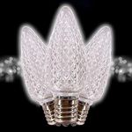 MIK Solutions C9 LED Bulb (Pack of 25) Cool White Replacement Christmas Light Bulbs Faceted Retrofit Candle Shape Commercial Grade E17 Socket Roof Lights Bulbs