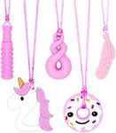 Chew Necklaces for Sensory Kids, 5 PCS Chewy Necklace Sensory Girls with Autism, ADHD, Chewing, or Special Needs, Silicone Autism Sensory Chew Necklaces for Adult Reduce Anxiety Fidgeting