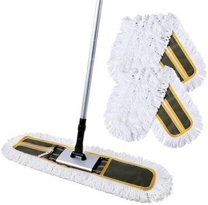 CLEANHOME 24" Commercial Dust Mop for Floor Cleaning, Heavy Duty Floor Mop with 59” Extendable Long Handle, Hotel Gym Garage Hospital Household Cleaning Supplies for Hardwood, Tiles, Marble Floors