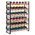 X-cosrack Rustic 36 Bottle Wine Rack, Freestanding Floor Wine Holder Stand Can Used Separate or Stacked 6 Tier Wobble-Free Wine Display Storage Shelf for Kitchen Pantry Bar 24.5''L x 8.6''W x 33.4''H