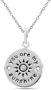 LeCalla Women's Sterling Silver Jewelry Antique Engrave You Are My Sunshine Pendant