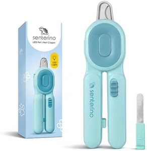 Senterino LED Cat Nail Clippers for Cats & Small Pets, Lighted Pet Nail Trimmer, Illuminates Quick for Safe Cutting, Stainless Steel Blades, Removable Nail Catcher & File (Blue)