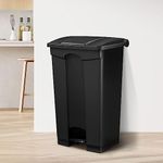 Maxkon 68L Pedal Bin Plastic Rubbish Dustbins with Lid Kitchen Recyling Bin Mall Commercial Waste Bin Indoor Outdoor Foot Trash Can Black