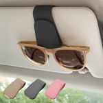 Ompellus Magnetic Leather Sunglass Holder, Eyeglass Hanger Clip for Car Sun Visor, Suitable for Different Size Eyeglasses (Black)