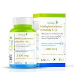 Haleup Vitamin B12 Tablets 1500mcg -Active form of Methylcobalamin B12 Supplement for Men & Women- 120 Veg capsules