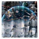 VERSAINSECT Space Galaxy Wars Shower Curtain Star Wars Bathroom Decorations Universe Stars Galaxy Science Space Station Cool Shower Curtain with 12 Hooks StarWar