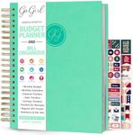 GoGirl Budget Planner & Monthly Bill Organizer – Monthly Financial Book with Pockets. Expense Tracker Notebook Journal, Large (Mint Green)