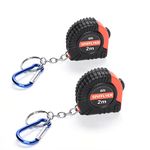 Spifflyer 2pc Mini Tape Measure Keyring Small Measuring Tape Retractable 2M with Spring Snap Hook