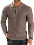 COOFANDY Men's Knit Polo Shirts Long Sleeve Sweater Polo Lightweight Fashion Casual Collared T Shirts