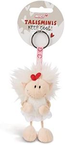 NICI Llavero Talisminis ángel 7cm blanco - Colgante de peluche de animal con llavero para cordón, llavero y portallaves amuleto de la suerte para bolso con mensaje